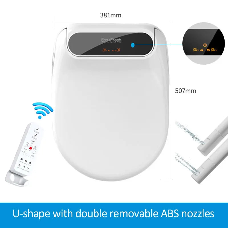 Ecofresh U O V shape Intelligent Toilet Seat Electric Bidet Cover Smart Bidet Heated Toilet seat Led Light Wc smart toilet seat