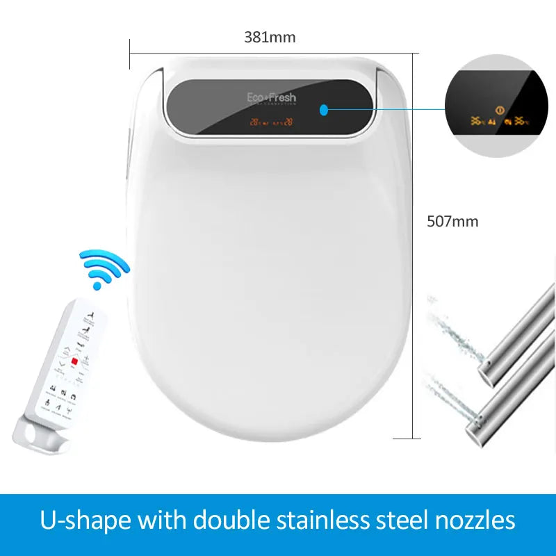 Ecofresh U O V shape Intelligent Toilet Seat Electric Bidet Cover Smart Bidet Heated Toilet seat Led Light Wc smart toilet seat