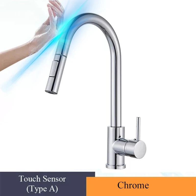 Pull Out Touch Sensor Kitchen Faucet 360 Rotation Smart Kitchen Faucet Sensor Tap Faucet Single Handle Mixer Tap