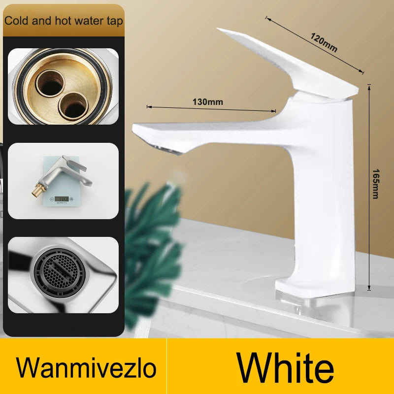 Chrome Modern Bathroom Sink Faucet Single Handle Deck Mounted Wash Basin Water Tap Hot And Cold Mixer