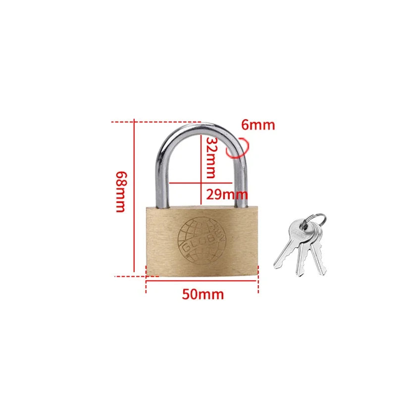 Copper Padlock  Small Locks for Luggage Case Locker Home Improvement Hardware 20mm 25mm 30mm 40mm 50mm Include 3Keys