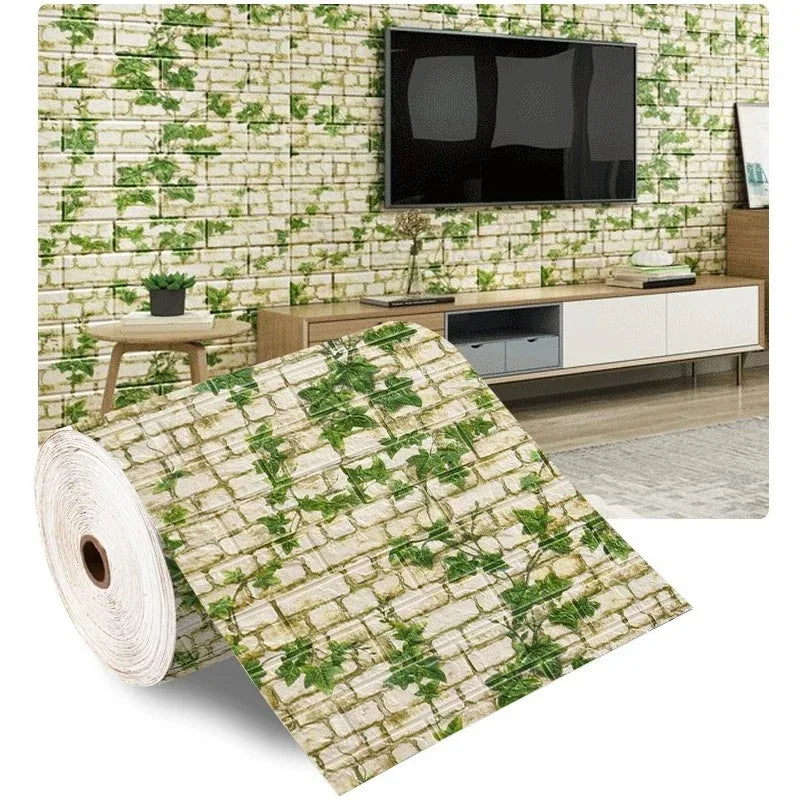 70cmx10m Self-adhesive Wallpaper Decoration Antique Foam Brick Wallpaper Living Room Bedroom Waterproof 3D Wall Sticker