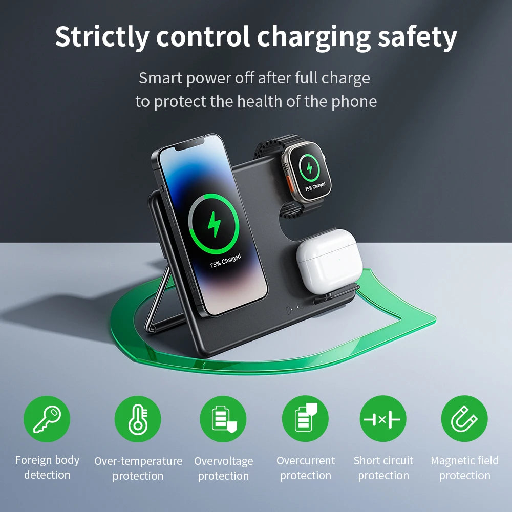 HOCO 3-in-1 Qi Wireless Charger Stand iPhone Watch AirPods