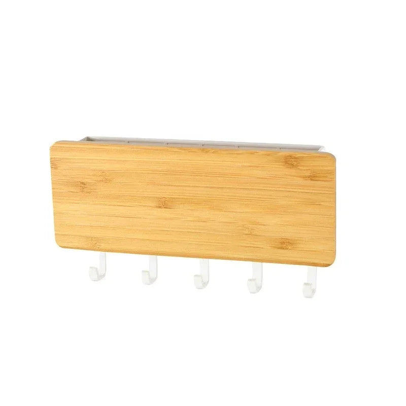 Wall Hanging Bamboo Key Hanger Holder Wall Organizer Rectangle Key Rack Hooks Coat Hooks Home Decoration Coat Hanger 2030