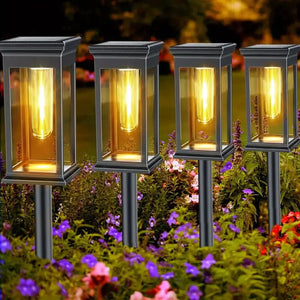 Solar Garden Path Lights IP67 Waterproof Auto Dusk to Dawn Outdoor