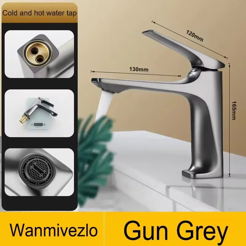 Chrome Modern Bathroom Sink Faucet Single Handle Deck Mounted Wash Basin Water Tap Hot And Cold Mixer