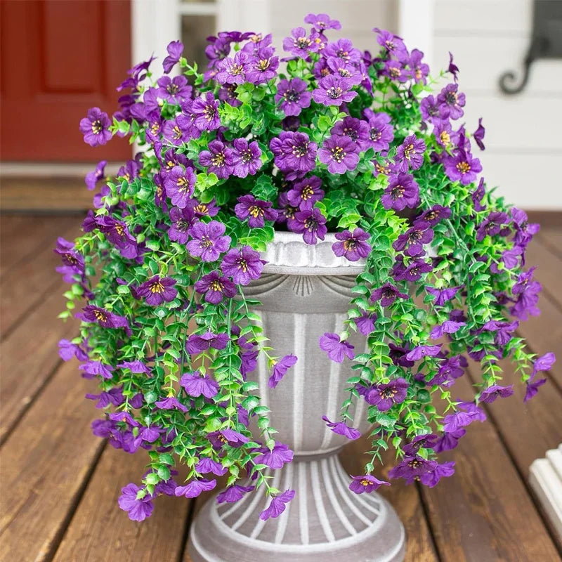2 pièces Violet Fleur Artificielle Décoration de Fête Simulation Saint-Valentin Mariage Mur Panier Suspendu Fleur Faux Orchidées