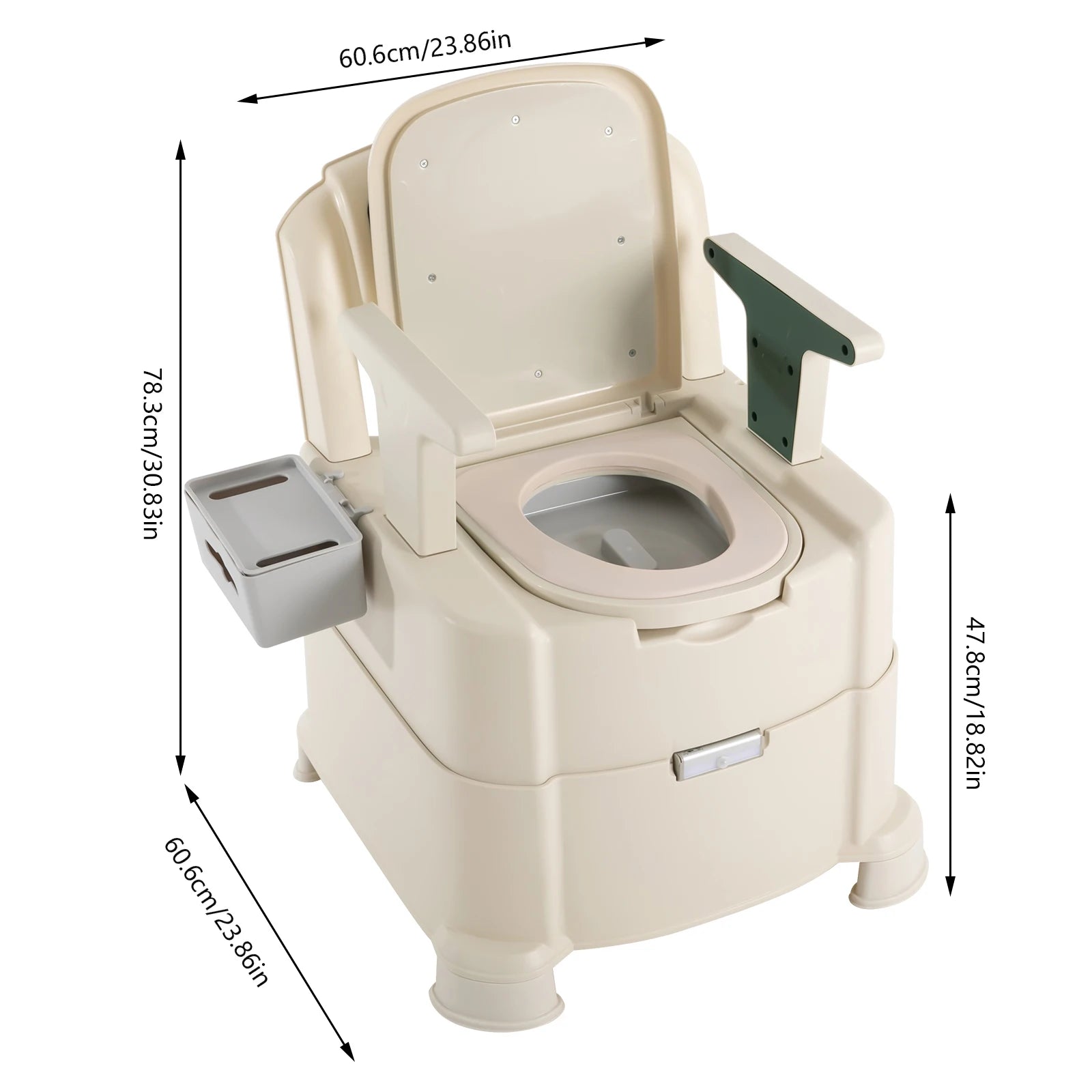 Toilet With Sensor Night Light,Bedside Commode  Bedside Toilet With Maximum Load 200kg, Portable Toilet