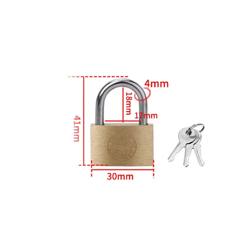 Copper Padlock  Small Locks for Luggage Case Locker Home Improvement Hardware 20mm 25mm 30mm 40mm 50mm Include 3Keys