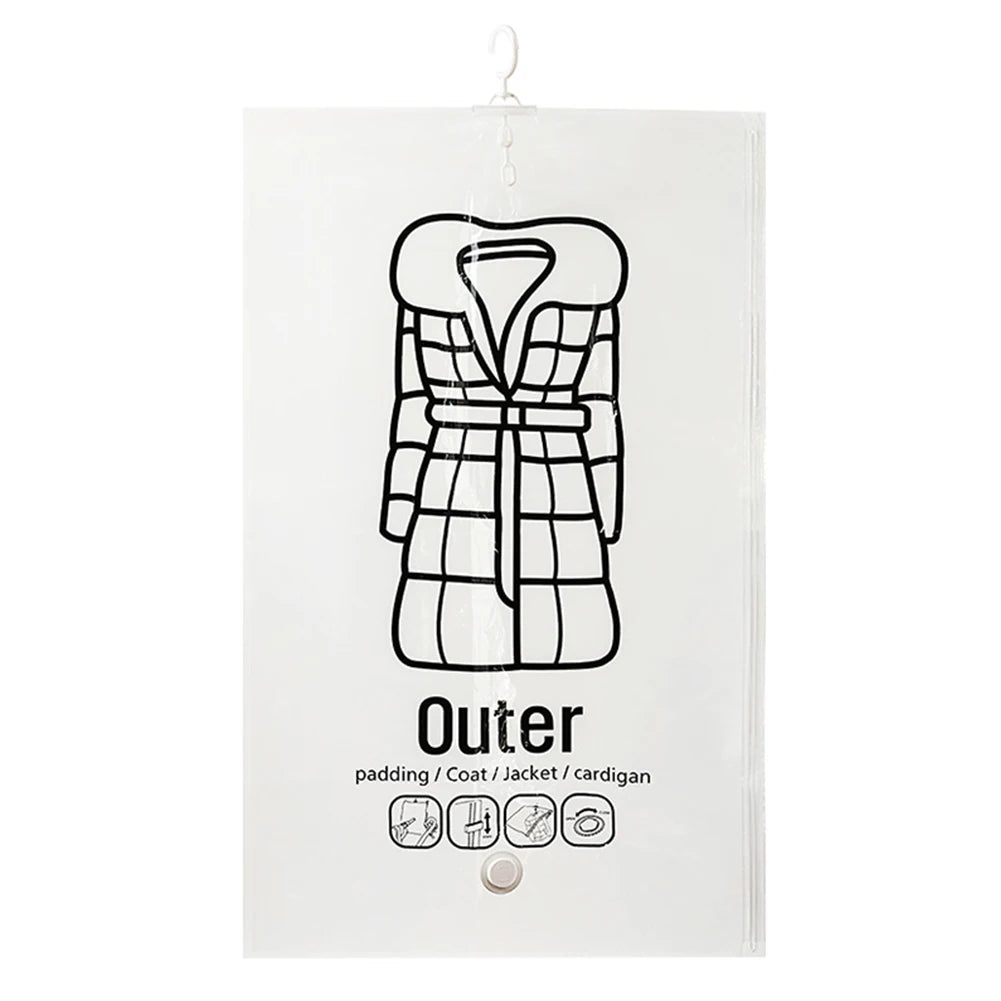 Vacuum Storage Hanging Bag Dustproof Hanging Compressible Storage Bag Space Saving for Clothes Down Overcoat