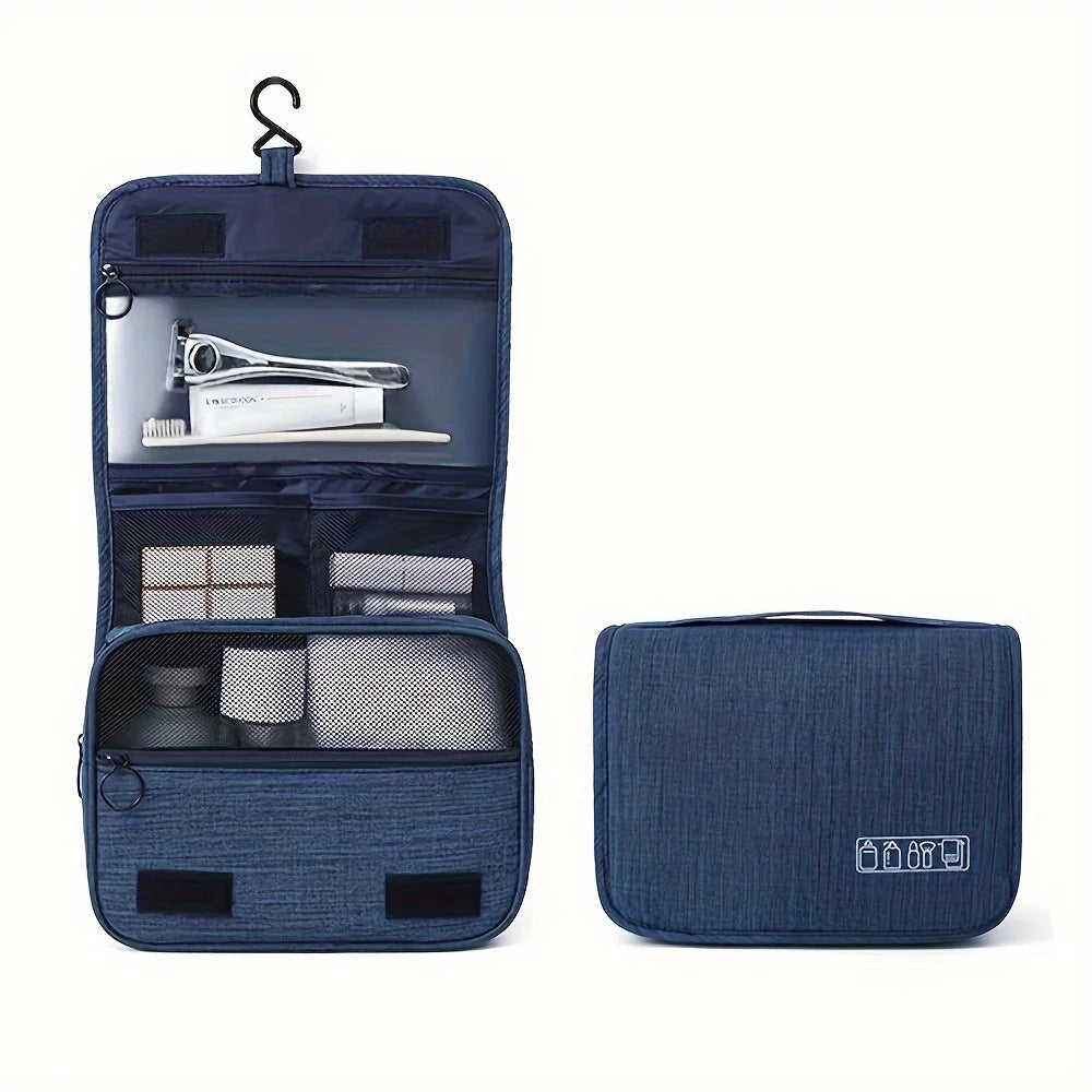 Trousse de Toilette Multifonction, Sac de Rangement en Tissu Oxford avec Fermeture Éclair pour Homme et Femme, Essentiels de Voyage
