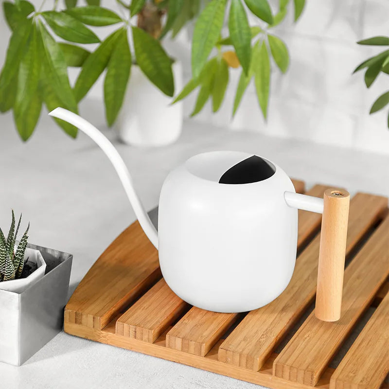 1.2l Stainless Steel Long Spout Watering Pot Large Capacity Household Black White Watering Pot Office And Gardening Supplies