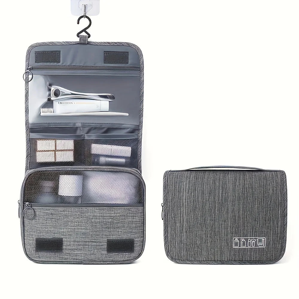 Trousse de Toilette Multifonction, Sac de Rangement en Tissu Oxford avec Fermeture Éclair pour Homme et Femme, Essentiels de Voyage