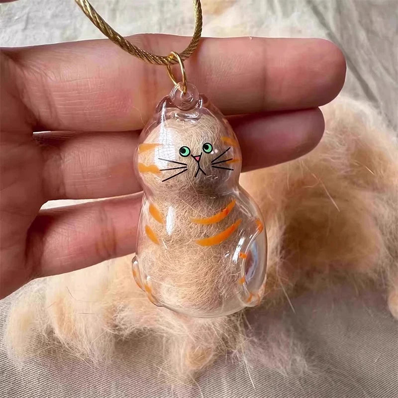 1/6pcs My Pet's Fur Container Cat Hair Storage Box Hanging Cat Keychain Pendant Pet Hair Grooming Souvenirs Bag Hanging Decor
