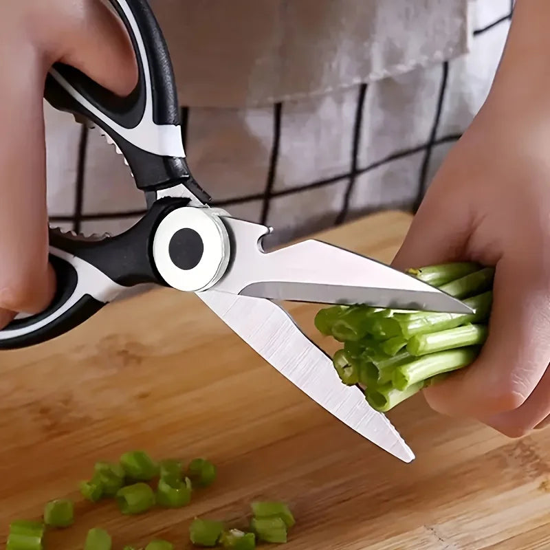 Multifunctional Heavy-Duty Stainless Steel Kitchen Scissors for Food - Ideal for Pizza And Salad Cutting