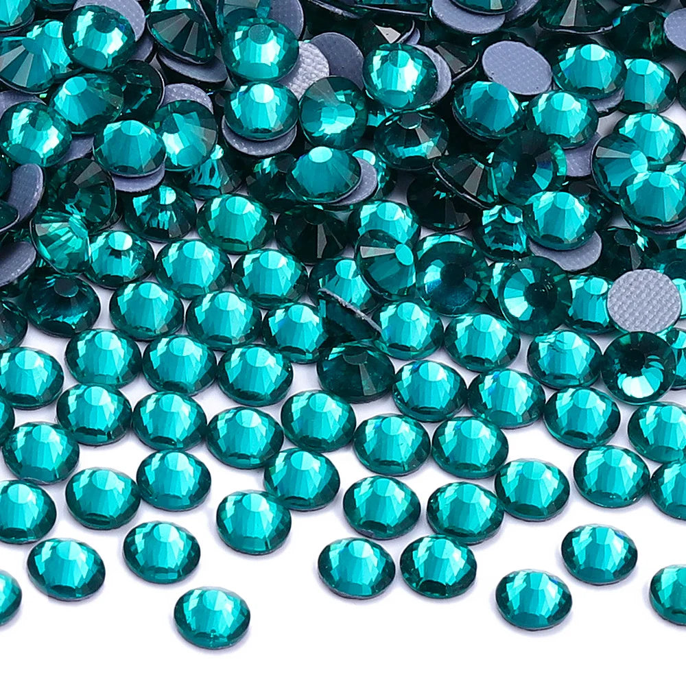 Blue Series Glass Crystal Rhinestones Hot-fix Flatback Iron On Stones For Wedding Dress Fabric Clothes Decoration