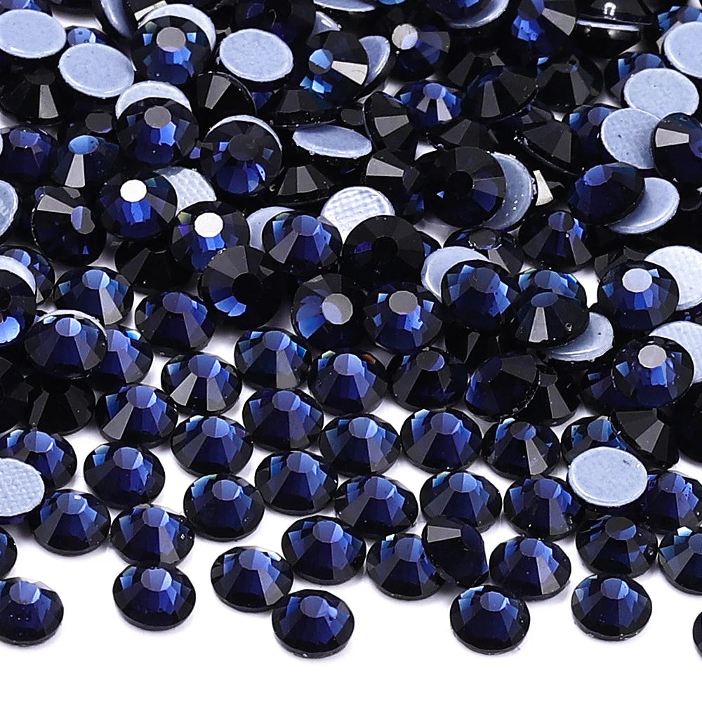 Blue Series Glass Crystal Rhinestones Hot-fix Flatback Iron On Stones For Wedding Dress Fabric Clothes Decoration