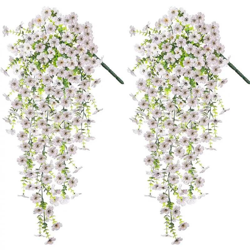 2 pièces Violet Fleur Artificielle Décoration de Fête Simulation Saint-Valentin Mariage Mur Panier Suspendu Fleur Faux Orchidées