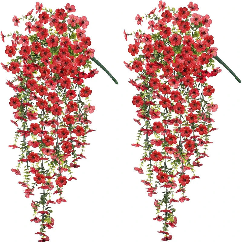 2 pièces Violet Fleur Artificielle Décoration de Fête Simulation Saint-Valentin Mariage Mur Panier Suspendu Fleur Faux Orchidées