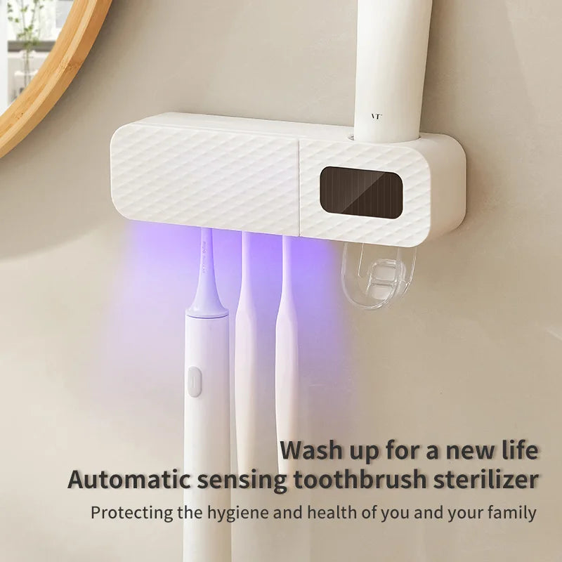 1 support de brosse à dents mural intelligent 3 fentes, support de brosse à dents à séchage intelligent, distributeur de dentifrice, articles ménagers de première nécessité