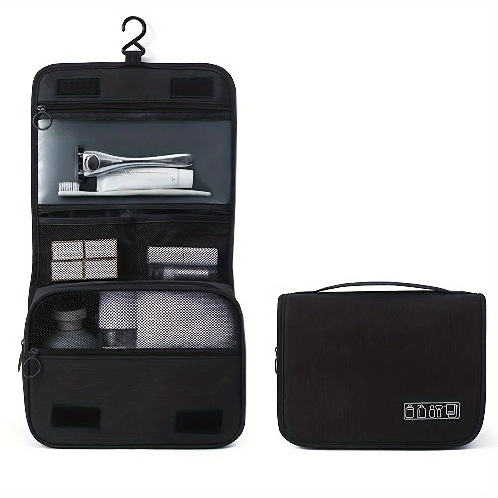Trousse de toilette multifonctionnelle en tissu Oxford avec fermeture éclair, pour hommes et femmes, accessoires de voyage essentiels