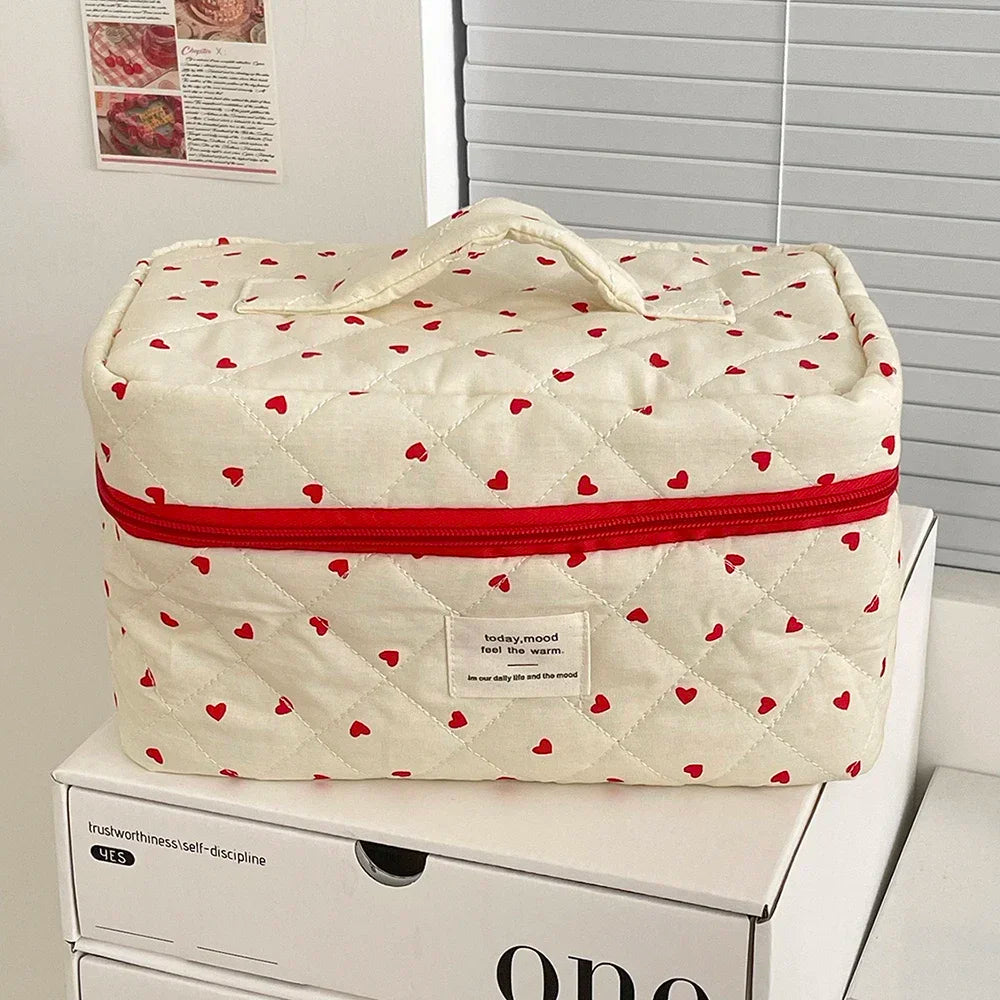 Fashion Ins Black Flower Women Quilting Bags Handbag Travel Organizer Cosmetic Makeup Storage Pouch Portable Zipper Tote Bag