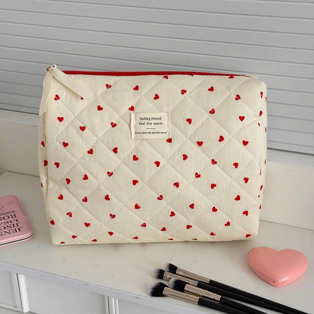 Fashion Ins Black Flower Women Quilting Bags Handbag Travel Organizer Cosmetic Makeup Storage Pouch Portable Zipper Tote Bag