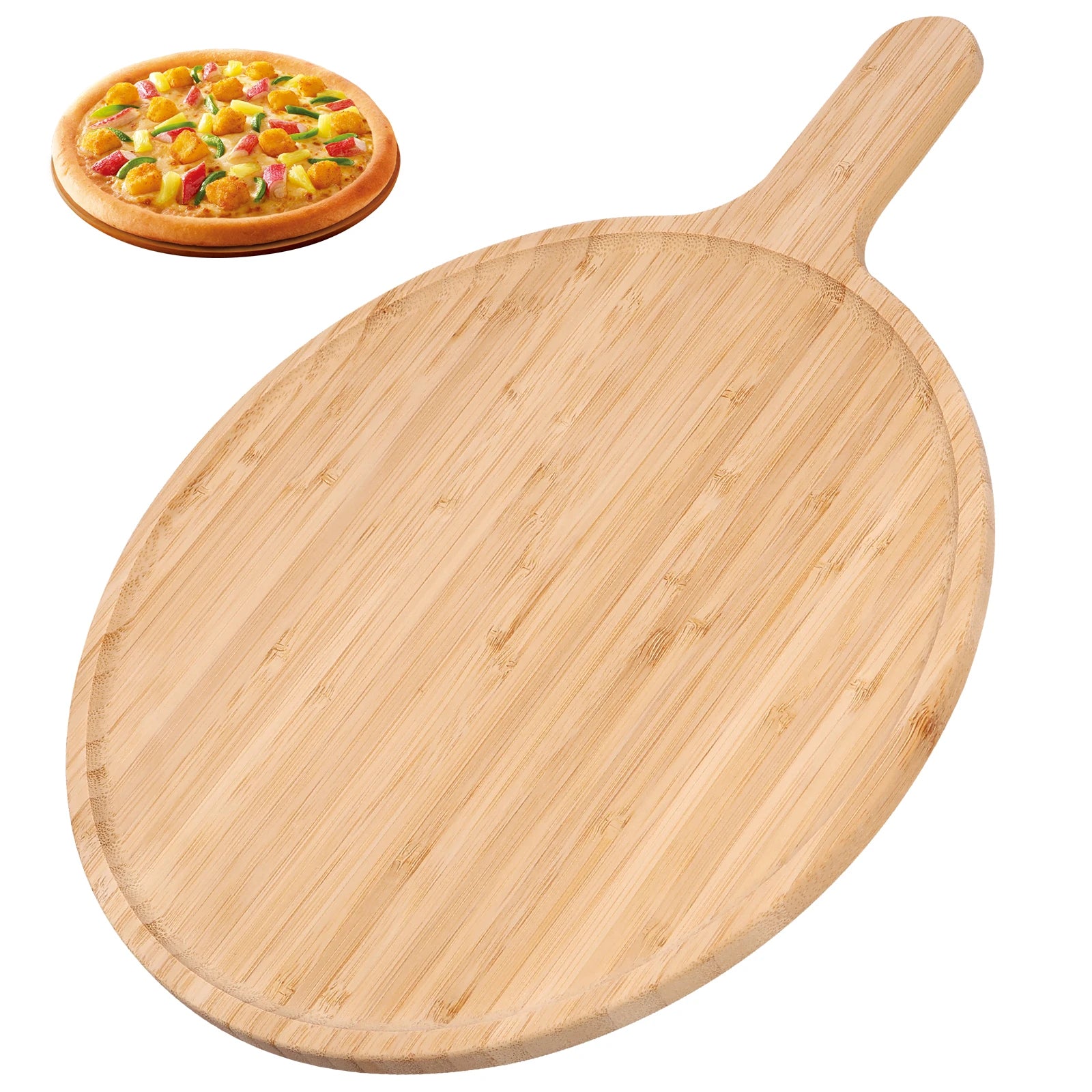 Round Wooden Pizza Serving Board Wooden Cutting Board Charcuterie Tray 7/9/11 Inch Fruit Snack Plate Practical Kitchen Utensils
