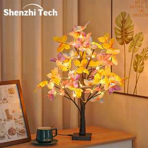 LED Bonsai Tree Lamp Butterfly Fairy Night Light Bedroom Decor