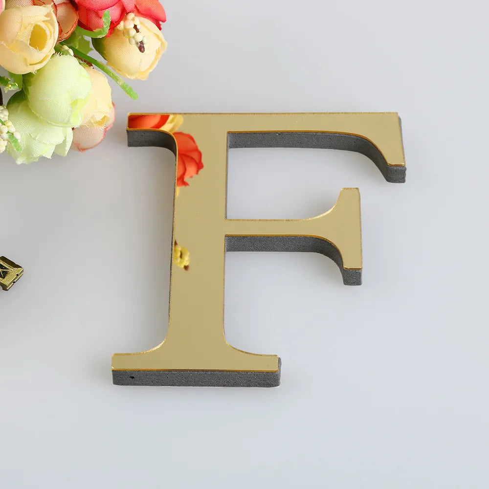 10CM 26 English Letters Wall Sticker 3D Mirror Acrylic Gold Wall Sticker Decals Self-Adhesive Home Party Decor Wall Art Mural