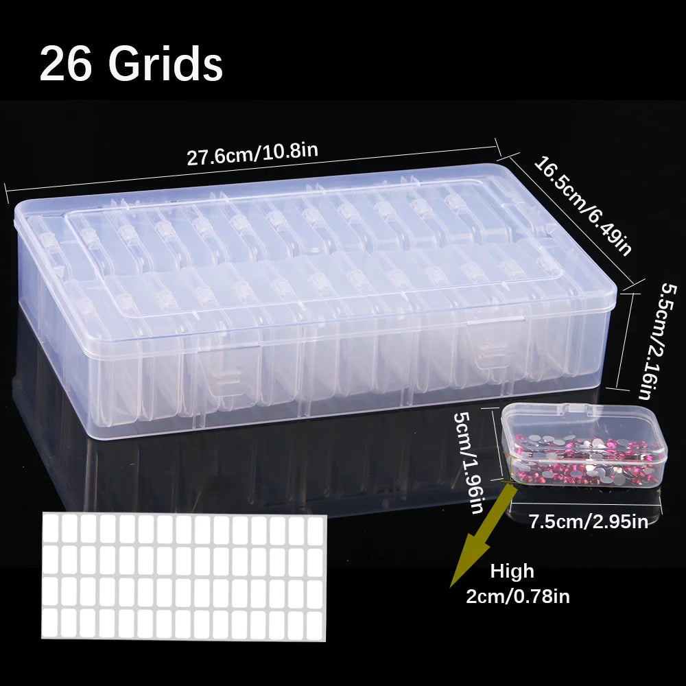 New Large 4/10/12/26 Slots Diamond Painting Storage Box Nail Art Jewelry Mosaic Storage Container, Multifunctional Storage Case