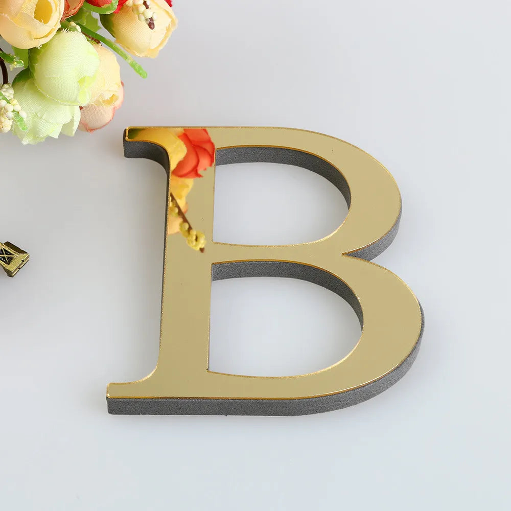10CM 26 English Letters Wall Sticker 3D Mirror Acrylic Gold Wall Sticker Decals Self-Adhesive Home Party Decor Wall Art Mural