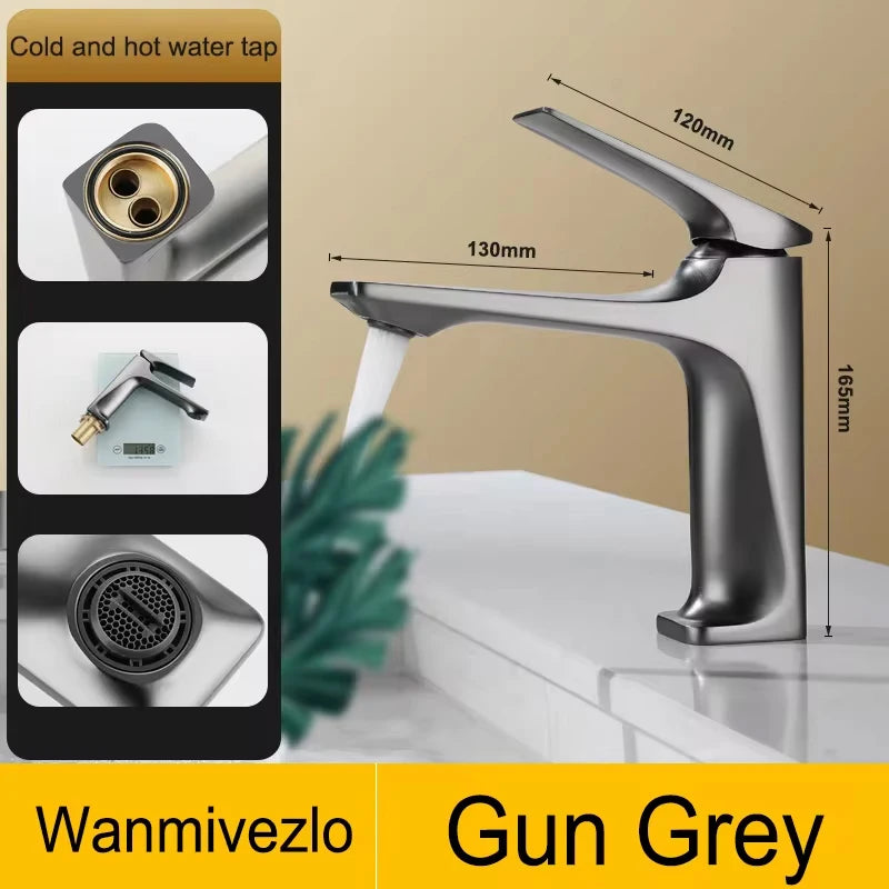 Chrome Modern Bathroom Sink Faucet Single Handle Deck Mounted Wash Basin Water Tap Hot And Cold Mixer