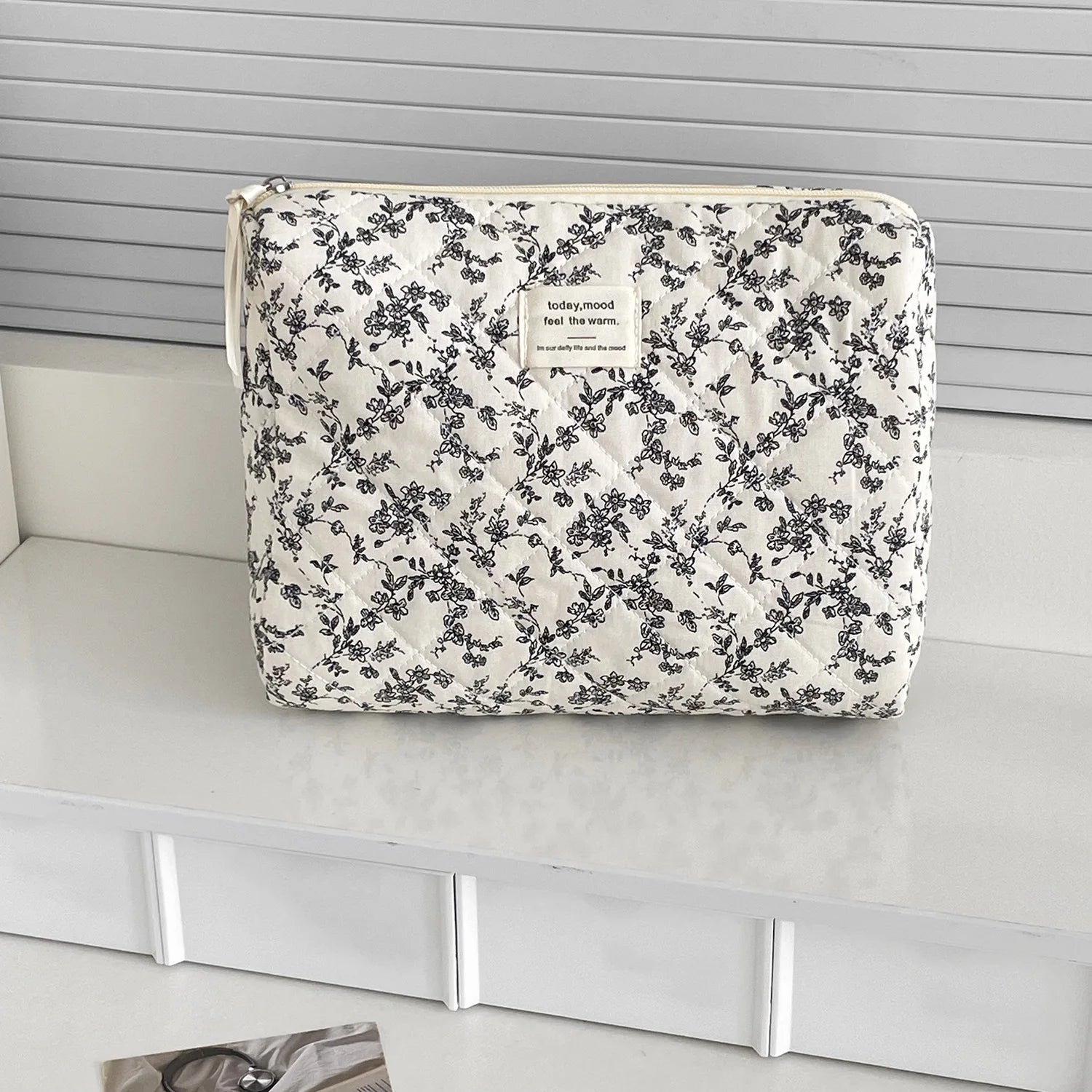 Fashion Ins Black Flower Women Quilting Bags Handbag Travel Organizer Cosmetic Makeup Storage Pouch Portable Zipper Tote Bag