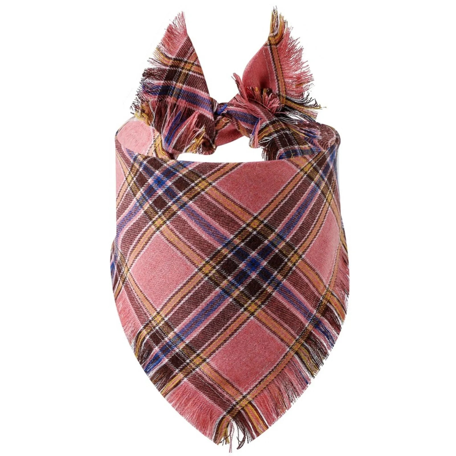 Trendy Pet Dog Bandana with Tassels Edges Classic Plaid Scarf Funny Dog Apparel Accessories Christmas Party Dress-Up Photo Prop