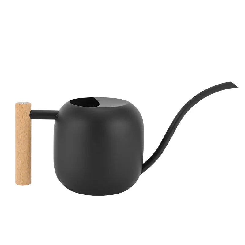 1.2l Stainless Steel Long Spout Watering Pot Large Capacity Household Black White Watering Pot Office And Gardening Supplies