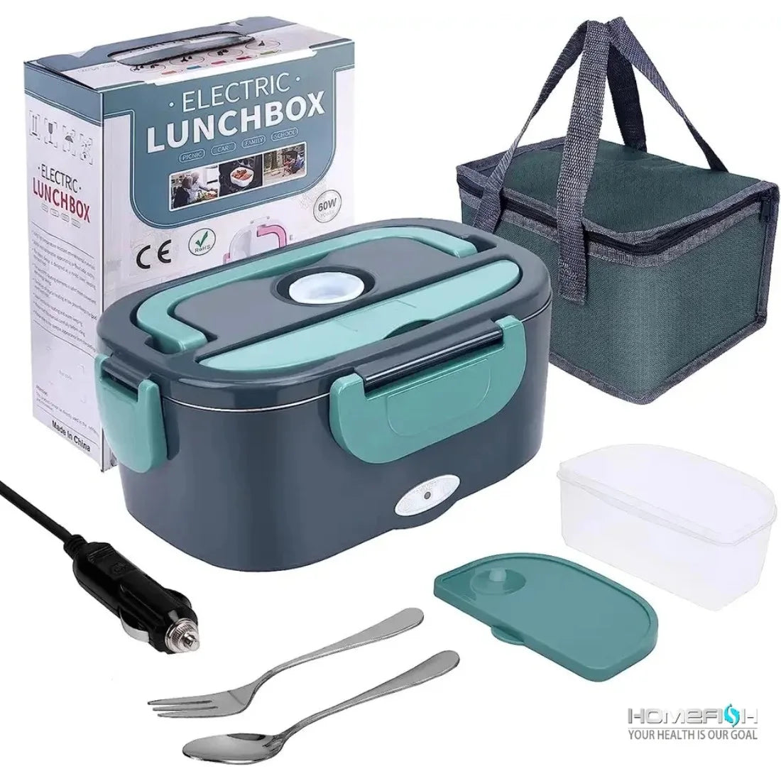 1.5L Electric Lunch Box – Portable Food Warmer for Office & Car, 304 SS Inner Pot, 60W Efficient