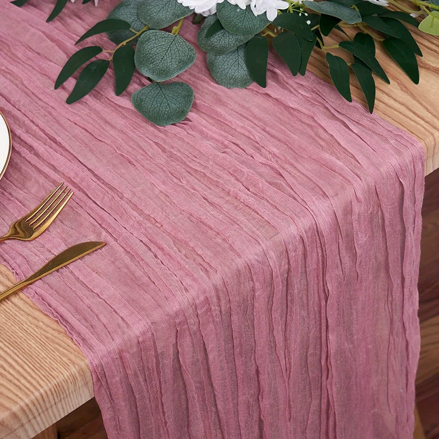 1pc Boho Style Cheesecloth Table Runner - Long Gauze Sheer RomanticTable Runner For Weddings, And Scene Decor Home Decor