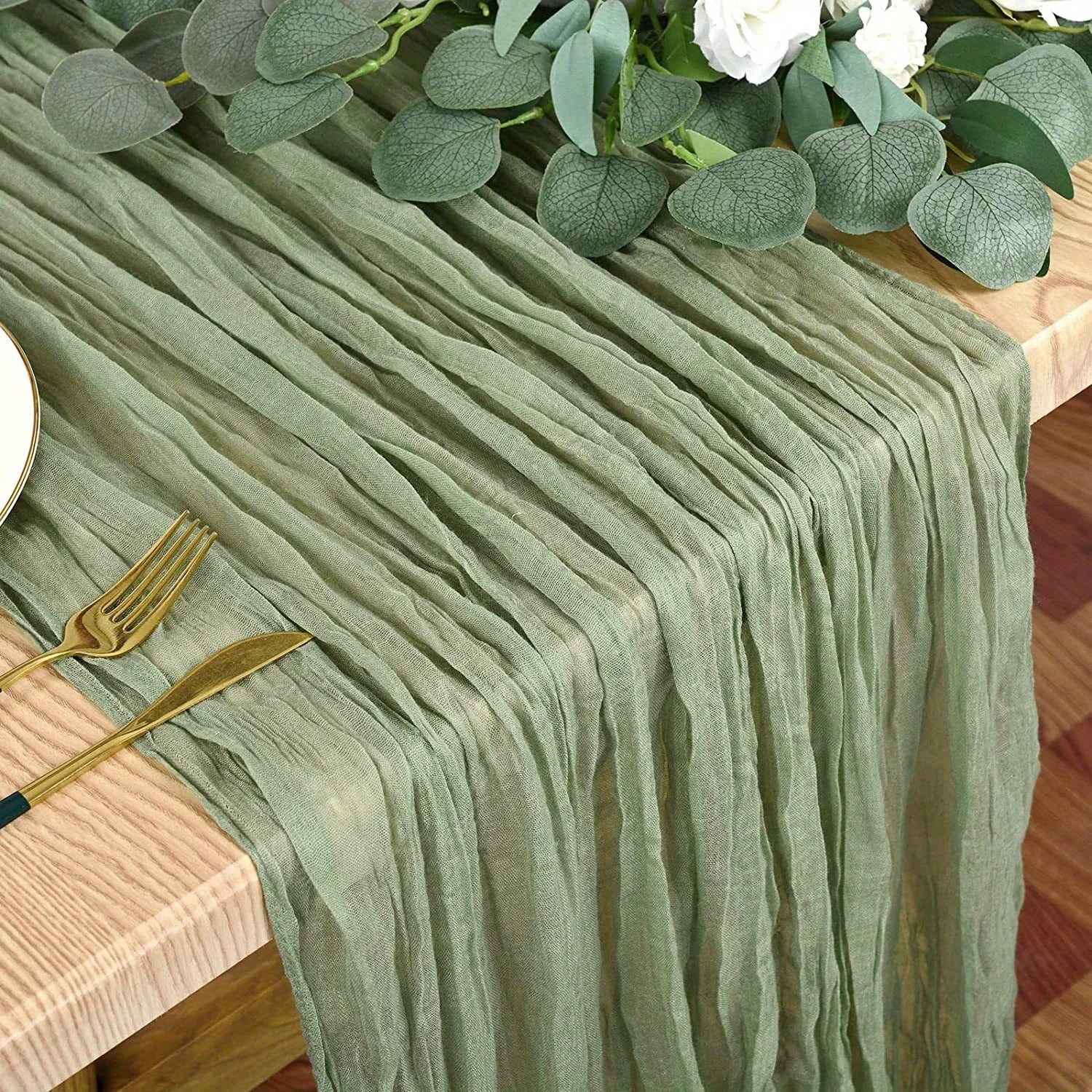 1pc Boho Style Cheesecloth Table Runner - Long Gauze Sheer RomanticTable Runner For Weddings, And Scene Decor Home Decor