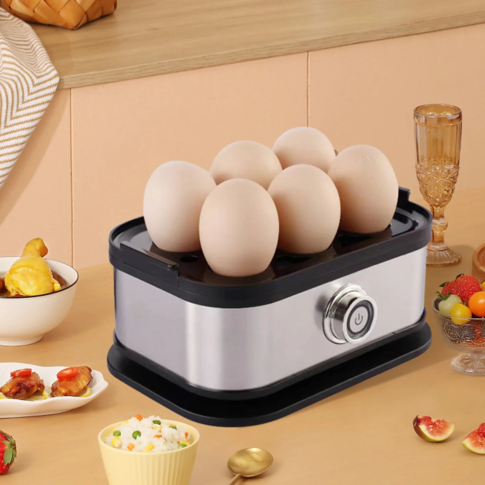 Electric Egg Cooker 6 Eggs Auto Shutoff Hard Soft Boiled Poached