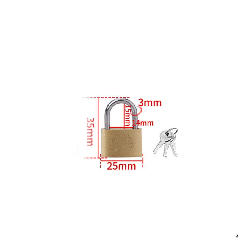 Copper Padlock  Small Locks for Luggage Case Locker Home Improvement Hardware 20mm 25mm 30mm 40mm 50mm Include 3Keys